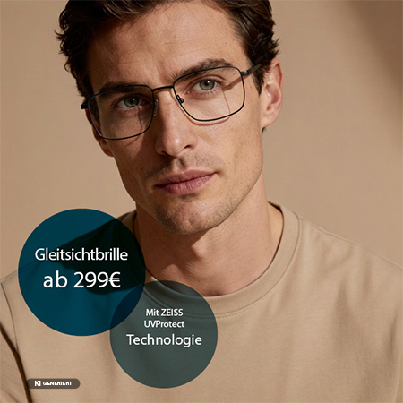 KI generiert Werbeinfo auf dem Bild: Gleitsichtbrille ab 299 Euro mit ZEISS UVProtect Technologie