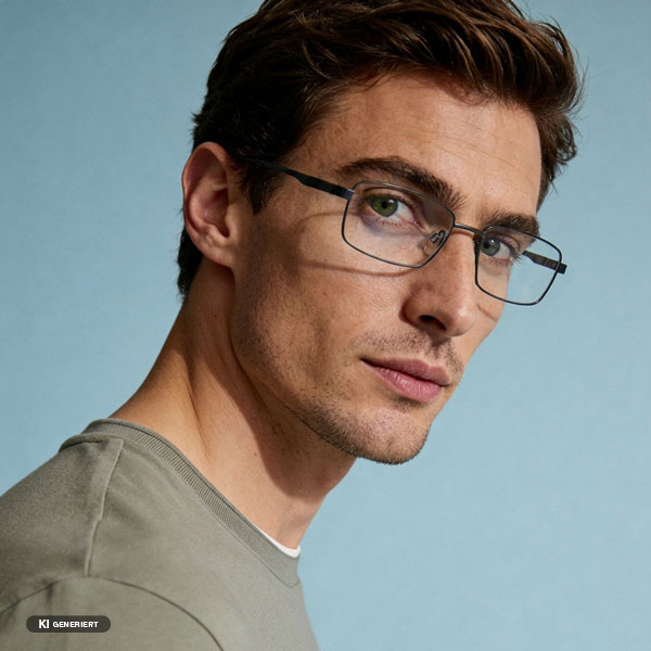 KI generiert Brünette Frau mit rosé farbener meineBrille Colour Collection - Brille in einem gelben Pullover
